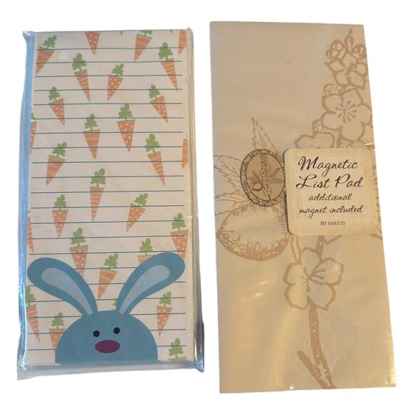 Noteworthy & DGI Floral and Carrot Bunny Magnetic Notepads 80 Sheets - Picture 1 of 3